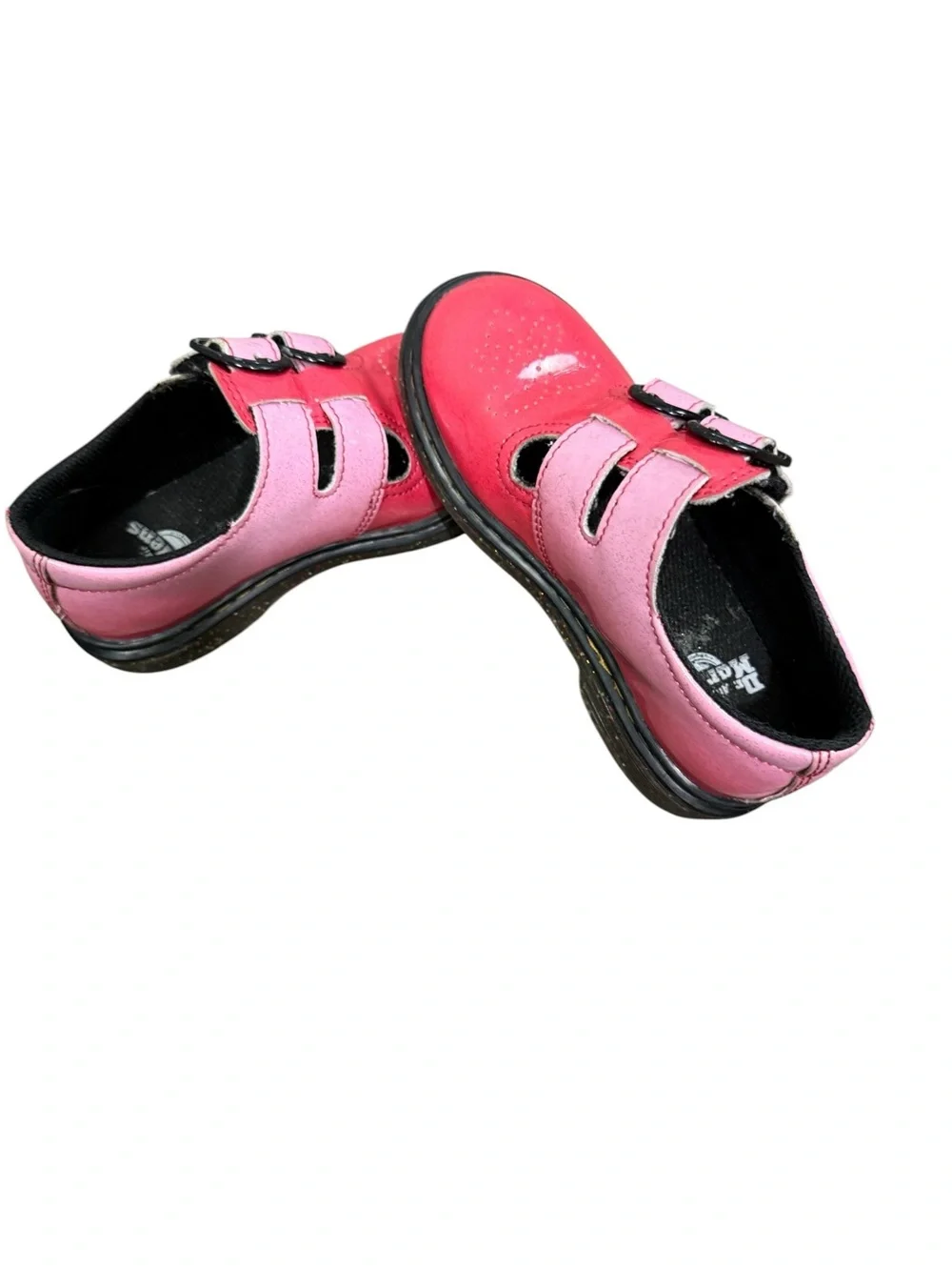 Dr. Martens 8065 Gradient Glitter Mary Jane Shoes in pink Double Buckle